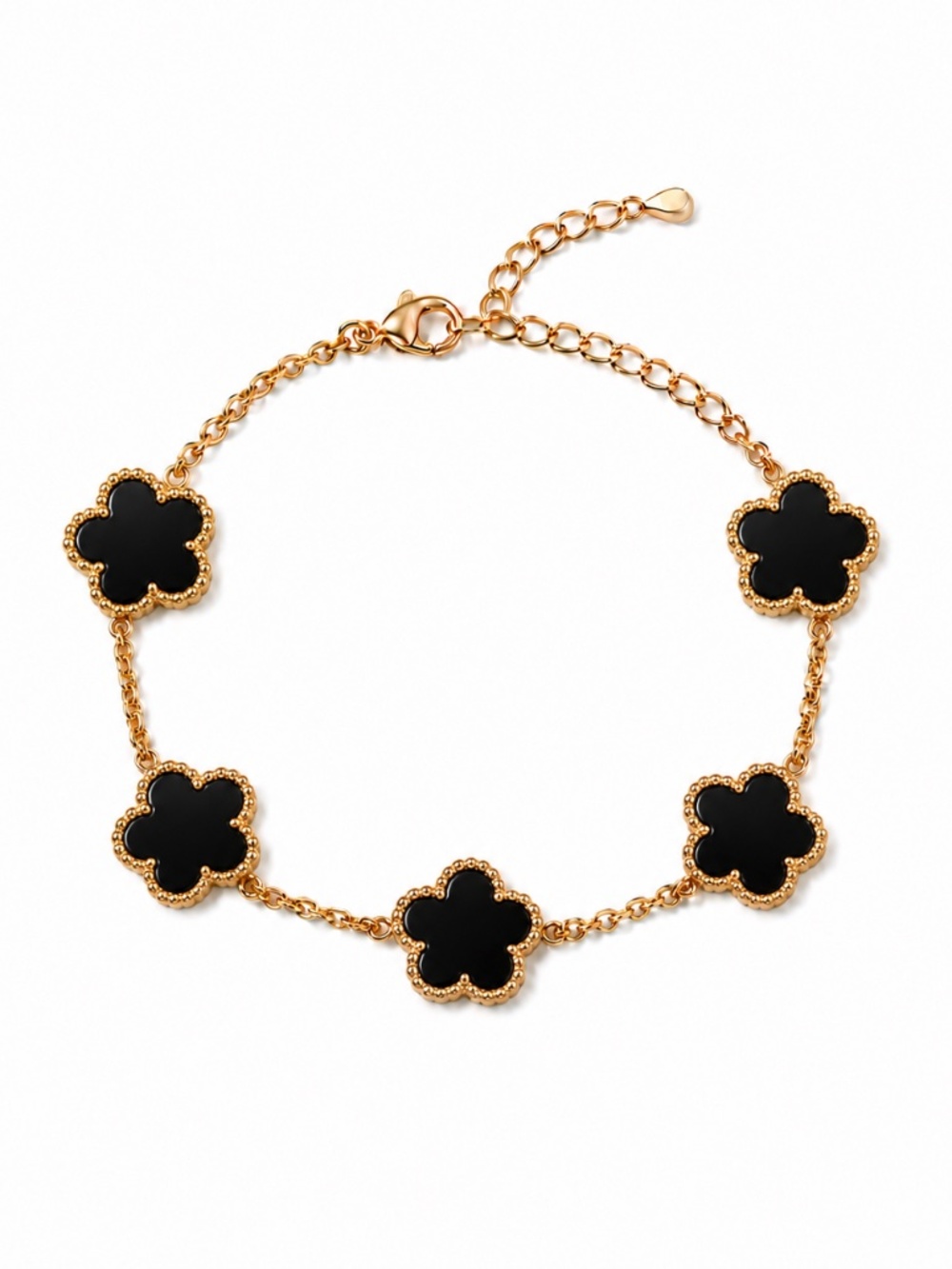 18K Gold Plated Black Clover Bracelet